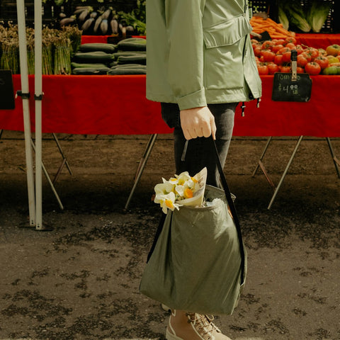 Packable Tote being Carried with Flower